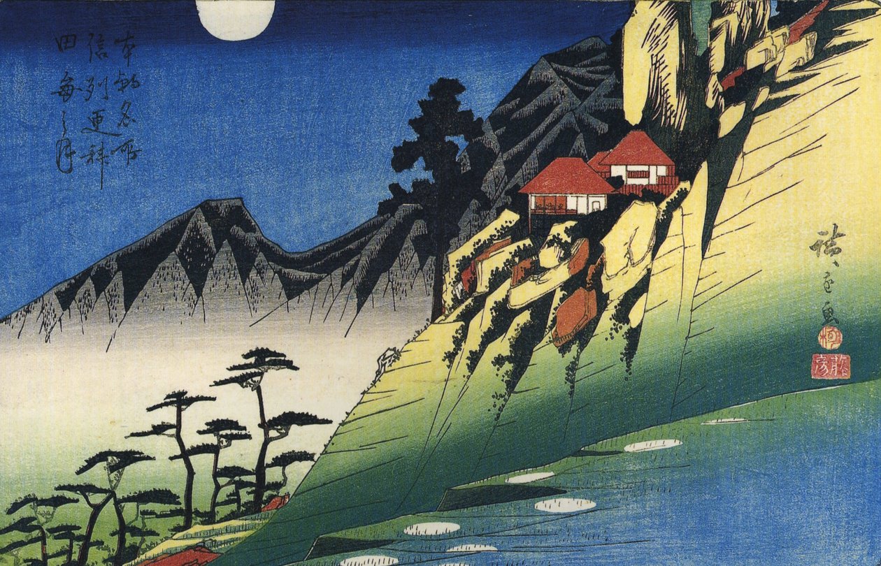 Hiroshige Lua sobre paisagem montanhosa de Utagawa Hiroshige