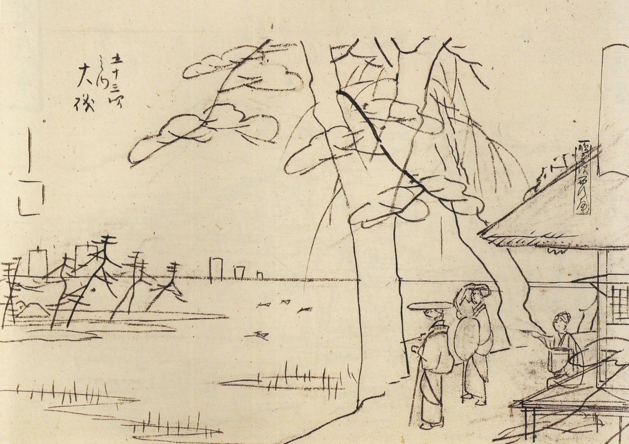 Hiroshige, Pessoas com vista para a água de Utagawa Hiroshige
