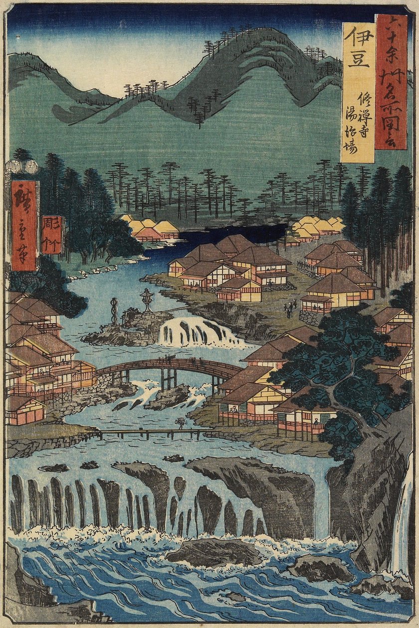 Termas quentes em Shuzenji, província de Izu, agosto de 1853 de Utagawa Hiroshige