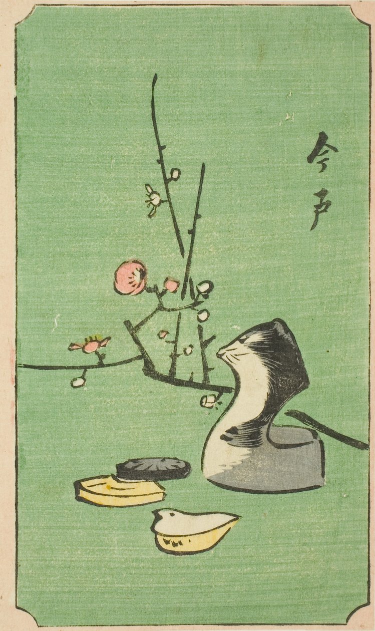 Imado, seção de uma folha da série "Recorte de fotos de lugares famosos em Edo (Edo meisho harimaze zue)" de Utagawa Hiroshige