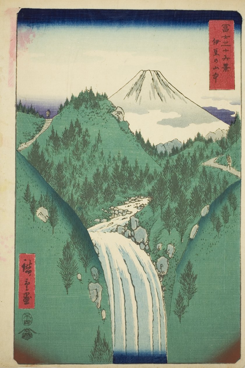 Nas montanhas da província de Izu (Izu no sanchu), da série "Trinta e seis vistas do Monte Fuji (Fuji sanjurokkei)" de Utagawa Hiroshige