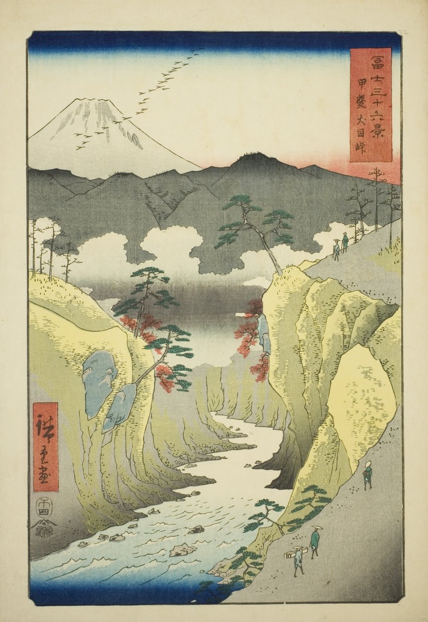 Inume Pass na província de Kai (Kai Inume toge), da série "Trinta e seis vistas do Monte Fuji (Fuji sanjurokkei)" de Utagawa Hiroshige