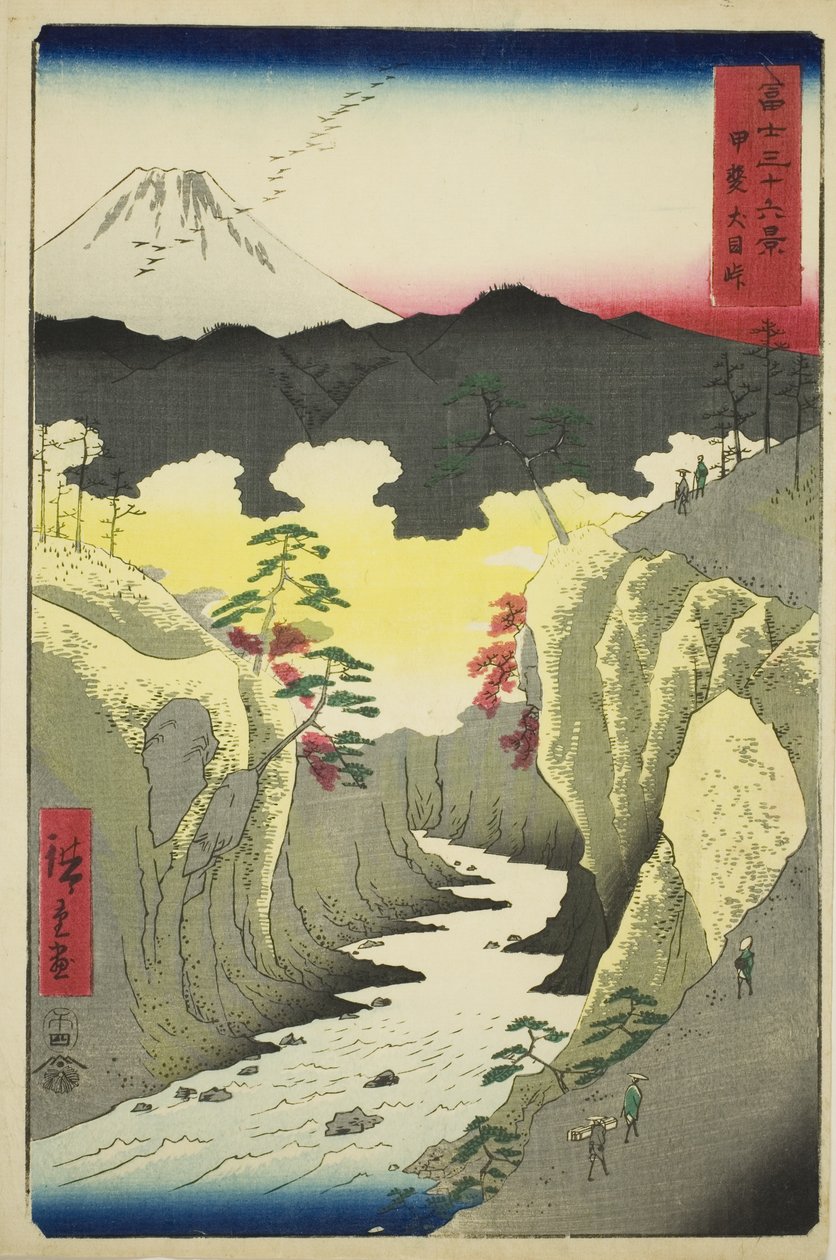 Inume Pass na província de Kai (Kai Inume toge), da série "Trinta e seis vistas do Monte Fuji (Fuji sanjurokkei)" de Utagawa Hiroshige