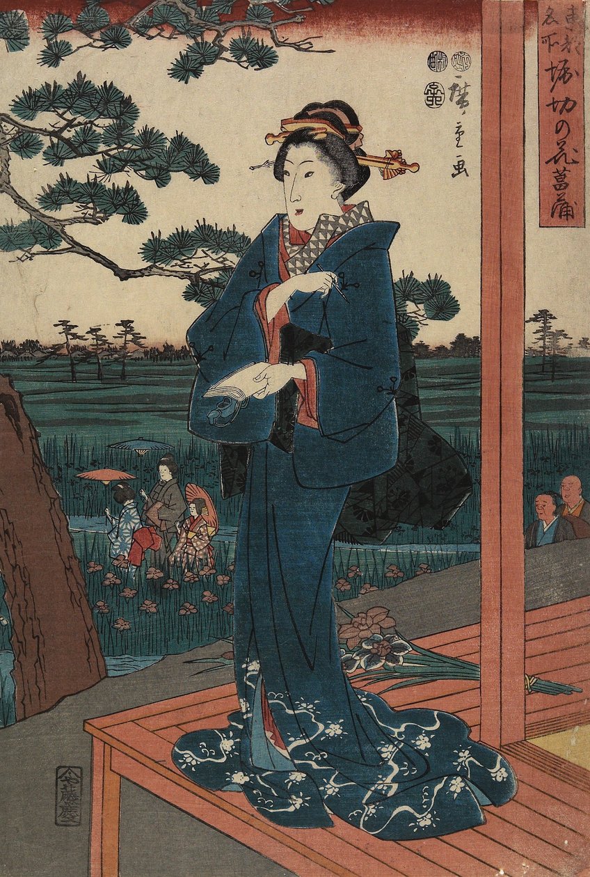 Iris Gaeden em Horikiri, abril de 1852 de Utagawa Hiroshige