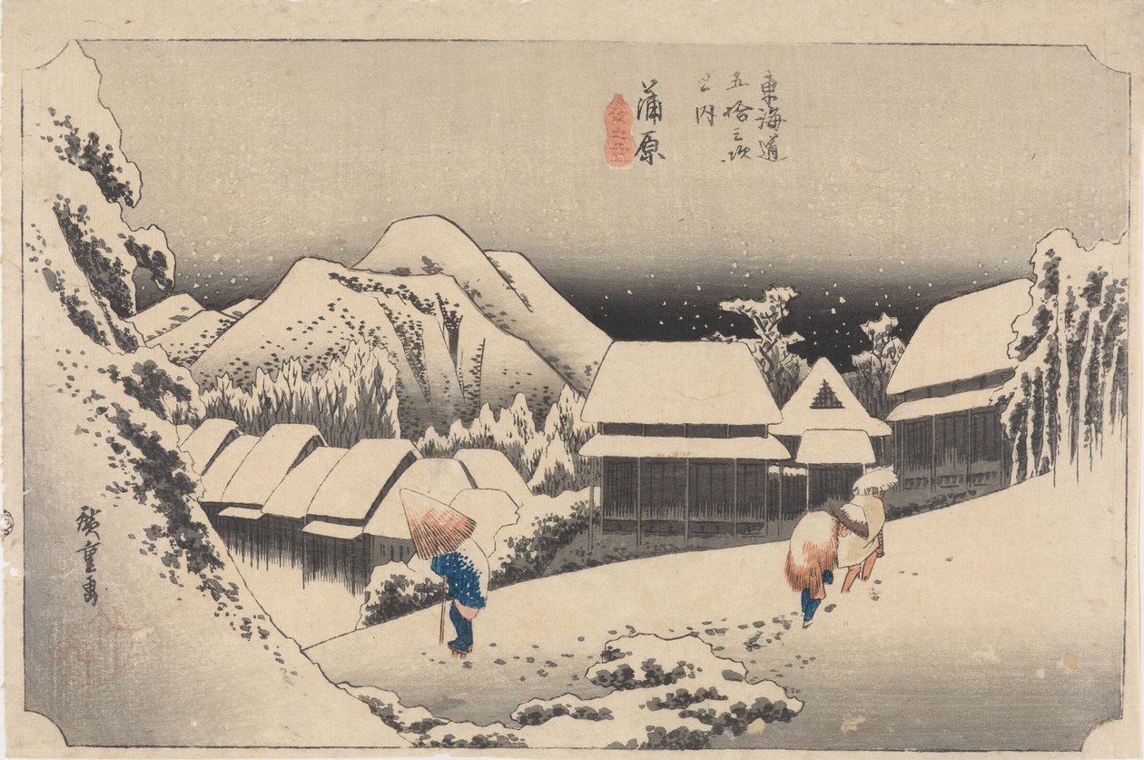 Kanbara: Neve Noturna de Utagawa Hiroshige