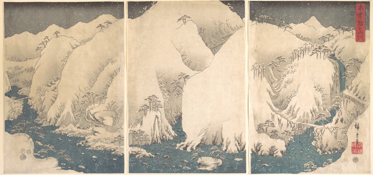 O Desfiladeiro de Kiso na Neve de Utagawa Hiroshige