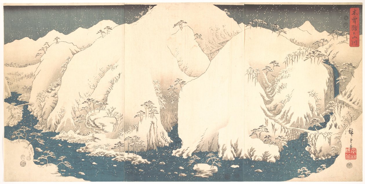 Montanhas Kisō na neve de Utagawa Hiroshige