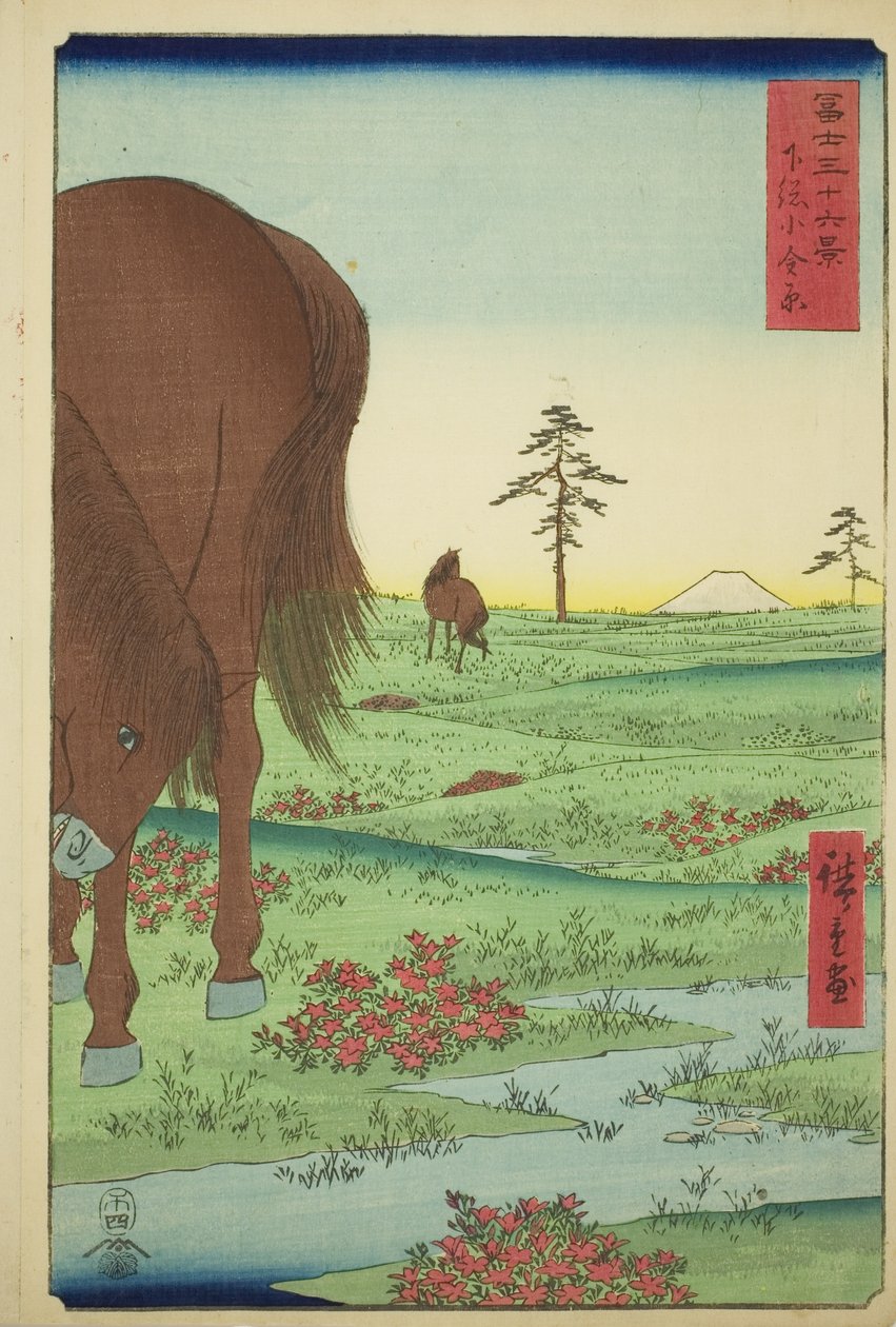 Ogane P fine membro Gesasa P Rovinse (Shimosa Koganehara), da série Te `` Mr. Tyrty x Views Of mount Fuji (Fuji Usaju Rokukatsu) 