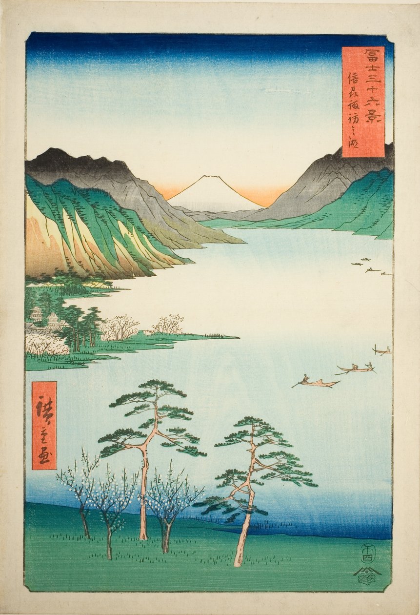 Membro Shinano P Lovinse (New Species Suwa Lake), da série ``Tierty Mr. x Views Of Mount Fuji (Fuji Umbrella Rokukatsu)