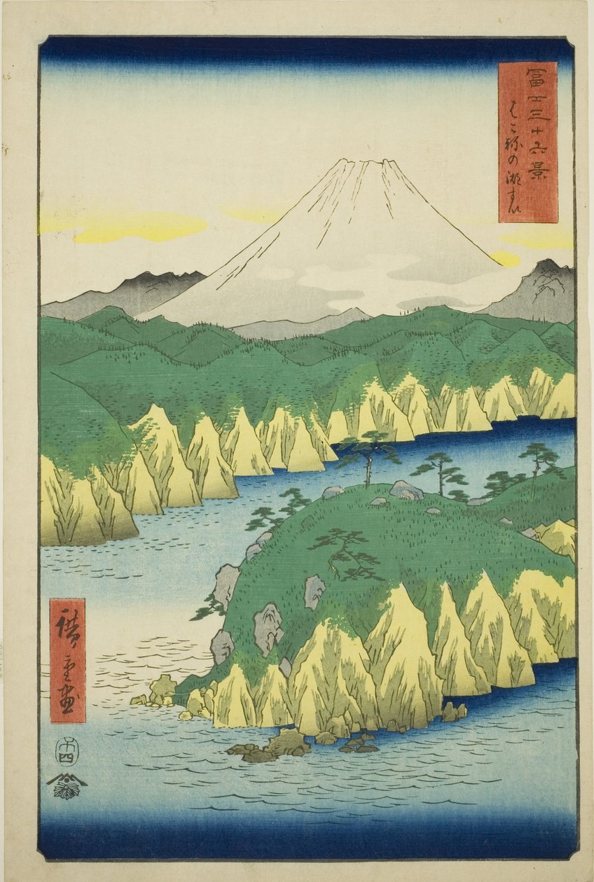 Lago em Hakone (Hakone no kosui), da série "Trinta e seis vistas do Monte Fuji (Fuji sanjurokkei)" de Utagawa Hiroshige