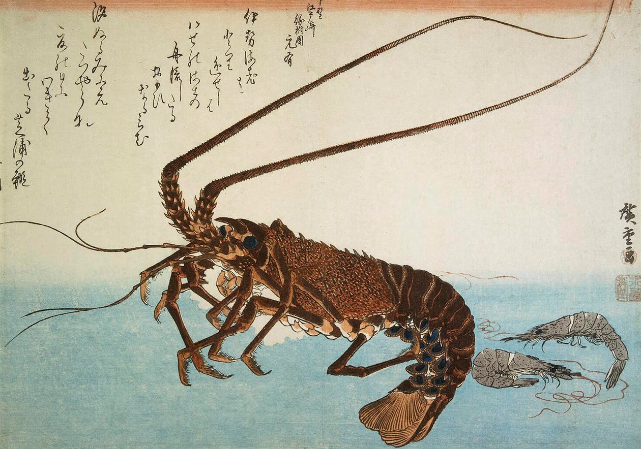 Lagosta e Camarões, 1832-1834. de Utagawa Hiroshige