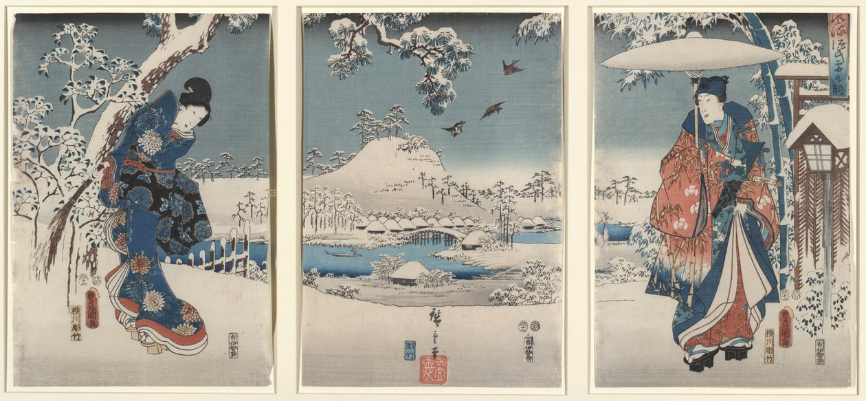 Amantes numa Paisagem de Inverno de Utagawa Hiroshige