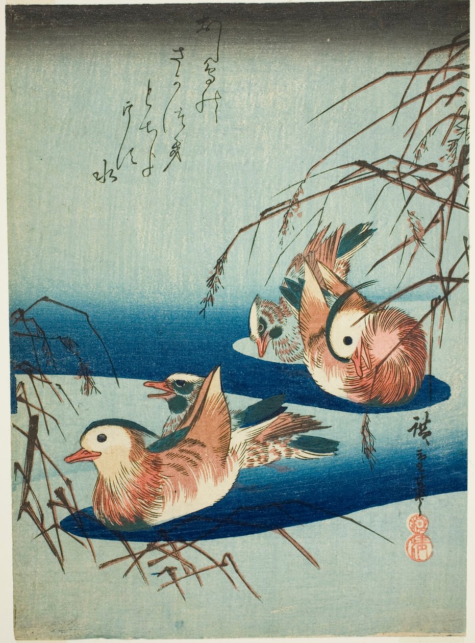 Patos mandarim de Utagawa Hiroshige