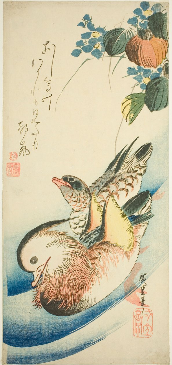 Patos mandarim de Utagawa Hiroshige