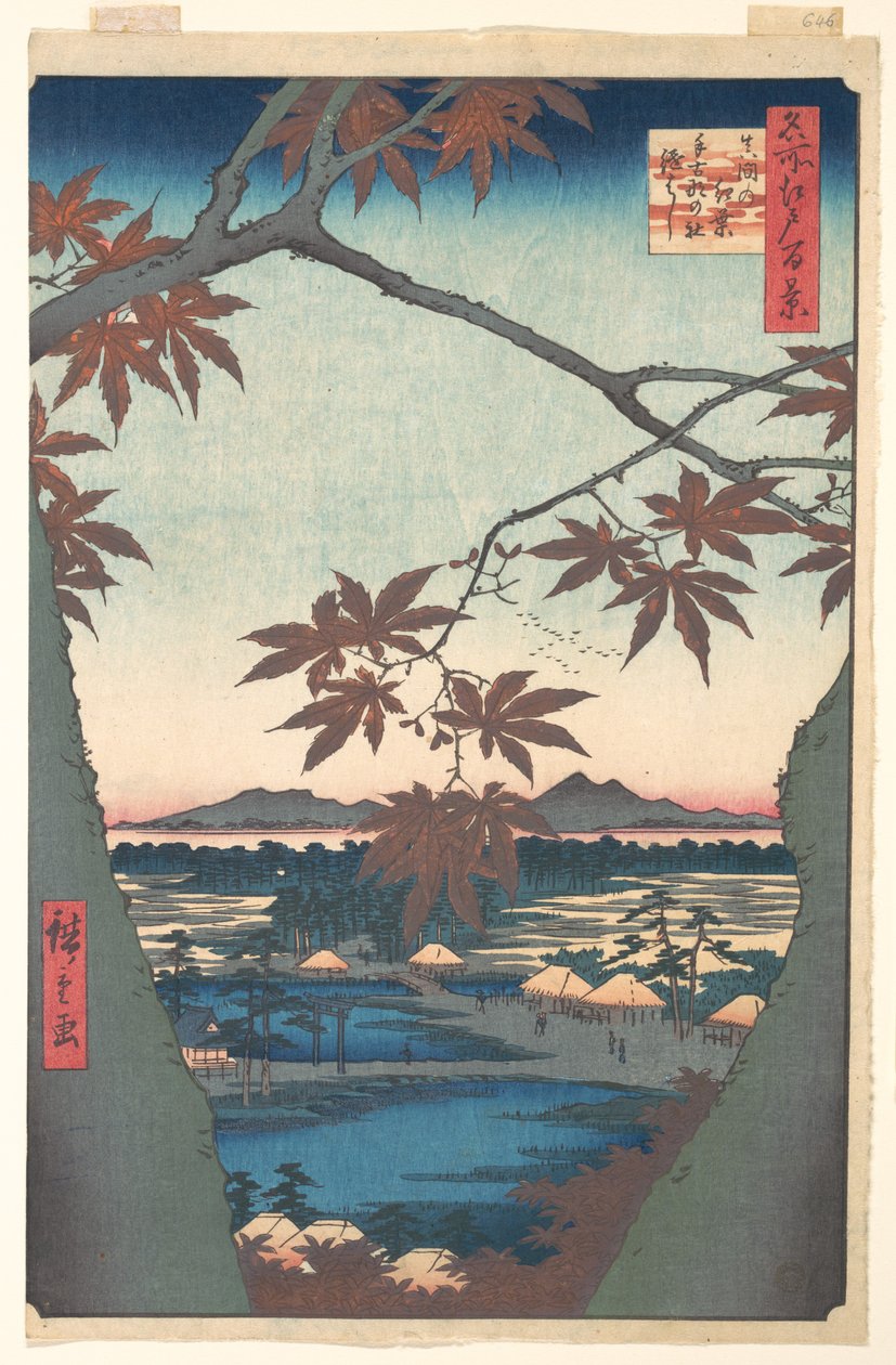 «Maples at Mama», da série «Cem Vistas Famosas de Edo» de Utagawa Hiroshige