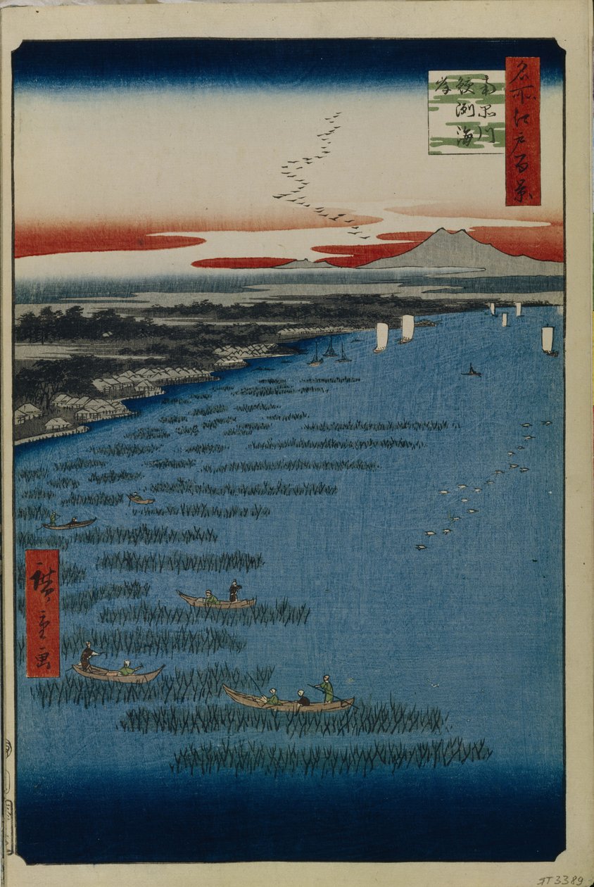 Minami Shinagawa e Samezu Coast Cem vistas famosas de Edo, 1856-1858 de Utagawa Hiroshige