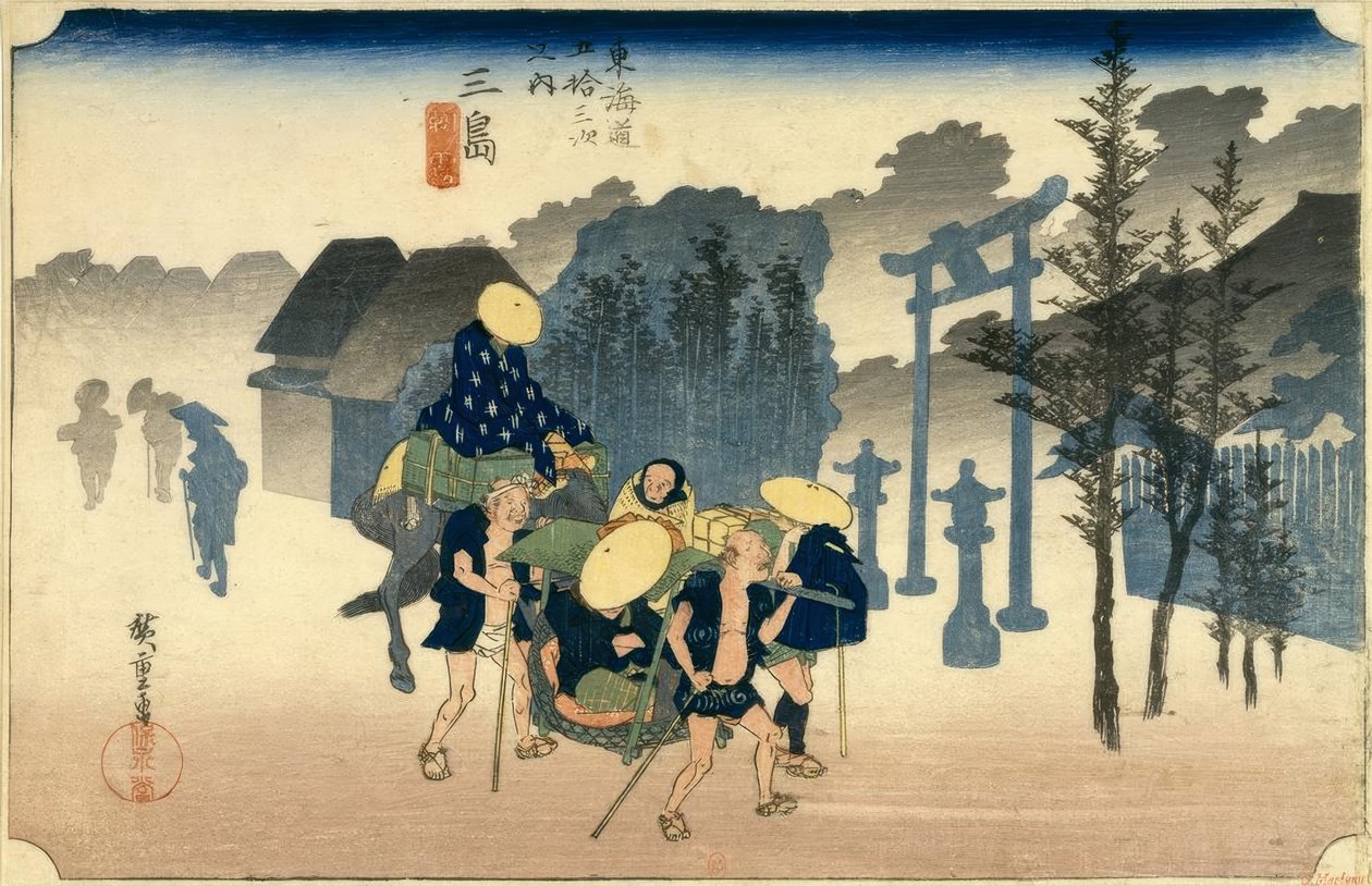 Estação Mishima 11 de Utagawa Hiroshige