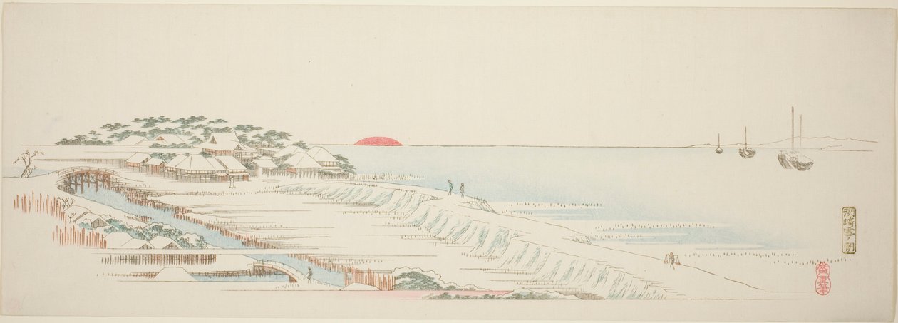 Morning Snow at Susaki (Susaki yuki no asa), da série "Thirteen Views of the Environs of Edo" de Utagawa Hiroshige