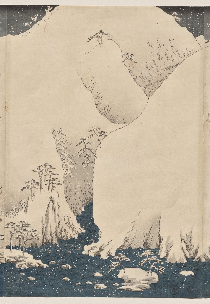 Montanha e rio na estrada de Kiso de Utagawa Hiroshige