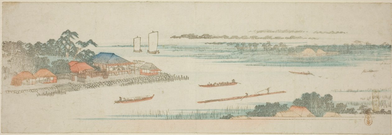 Foz do Rio Naka (Nakagawa guchi no zu), de uma série sem título de vistas famosas dos subúrbios de Edo de Utagawa Hiroshige