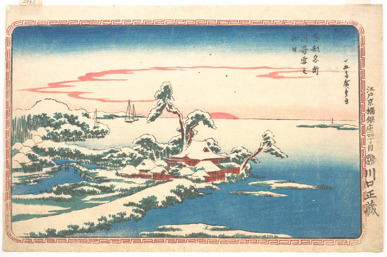 Nascer do sol de Ano Novo após a neve em Susaki de Utagawa Hiroshige