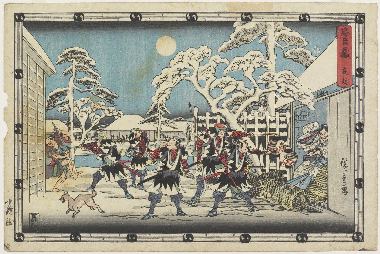 Ataque Noturno, 1843-1847 de Utagawa Hiroshige
