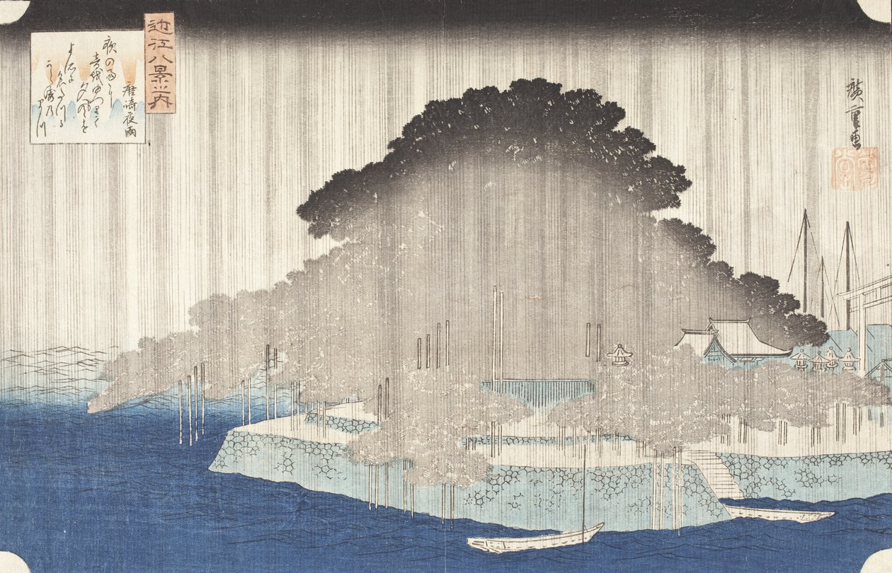 Chuva nocturna em Karasaki de Utagawa Hiroshige