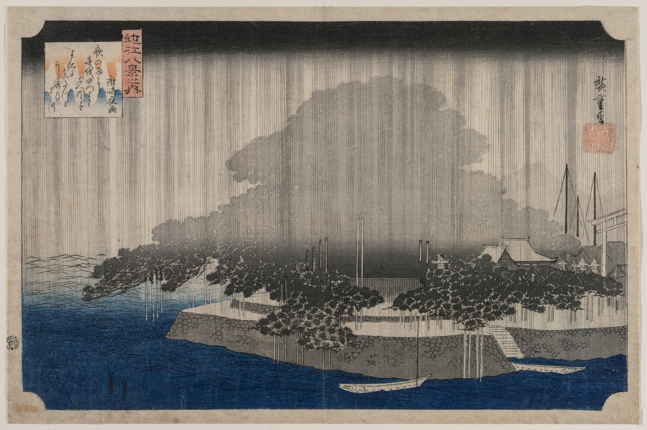 Night Rain em Karasaki, da série Eight Views of Ōmi de Utagawa Hiroshige
