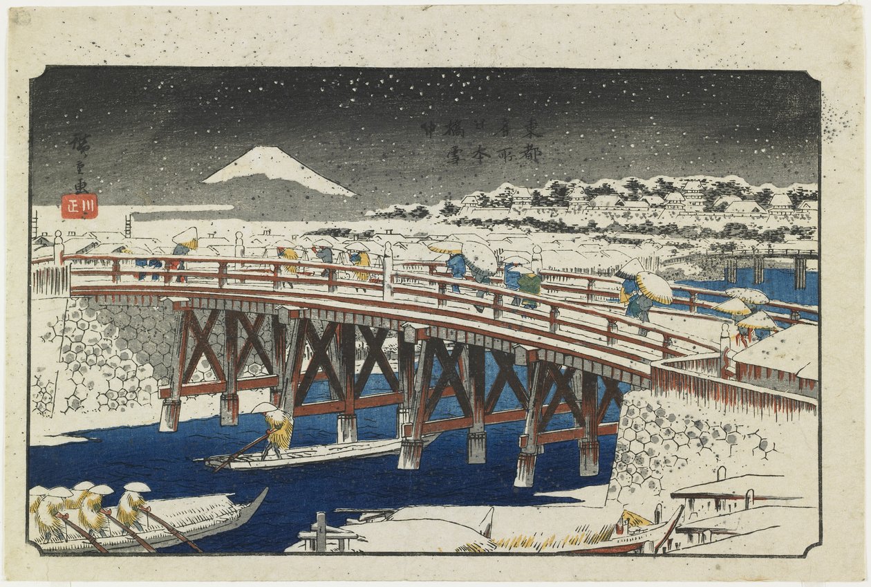 Ponte Nihonbashi na Neve, 1839-1842 de Utagawa Hiroshige
