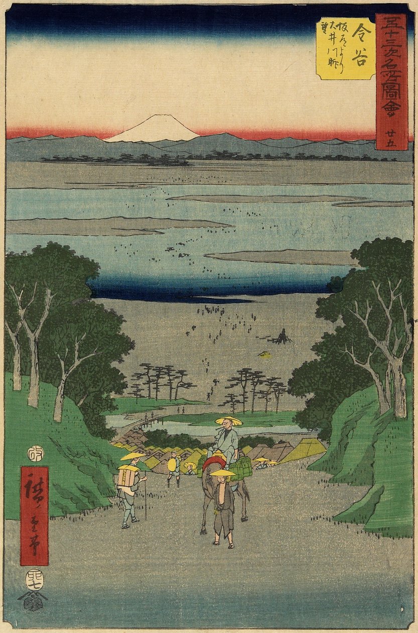 No.25 Oi River, Kanaya, julho de 1855 de Utagawa Hiroshige
