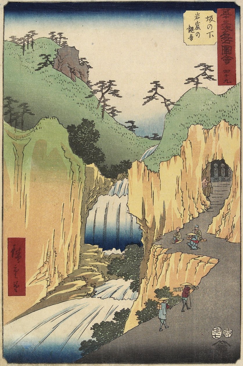 No.49 Kannon na caverna, Sakanoshita, julho de 1855 de Utagawa Hiroshige