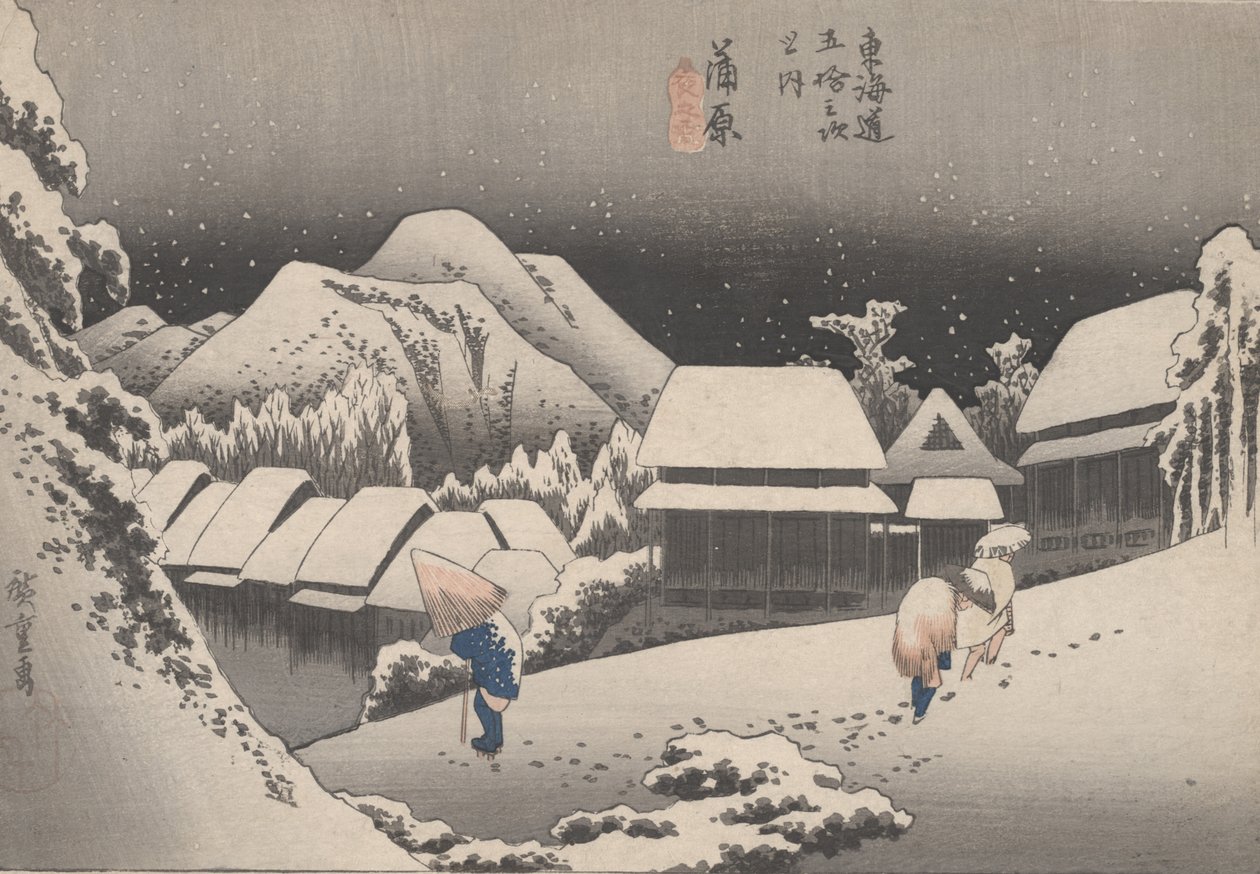 No. 16 &39;Neve da noite&39; de 53 estações do Tokaido, c.1833 de Utagawa Hiroshige