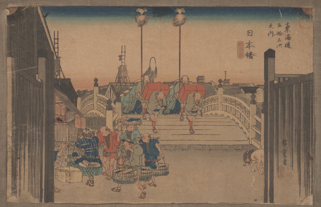 No. 1 &39;Nihonbashi: Cena da Manhã&39; Da série 53 Estações do Tokaido de Utagawa Hiroshige
