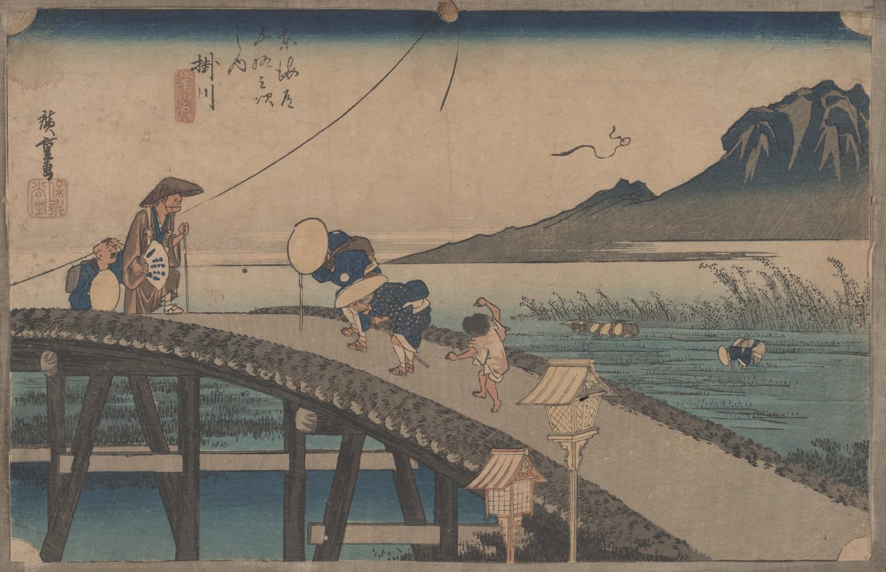 No. 27 &39;Kakegawa: Vista de Akiba&39; De 53 Estações do Tokaido, c.1833 de Utagawa Hiroshige