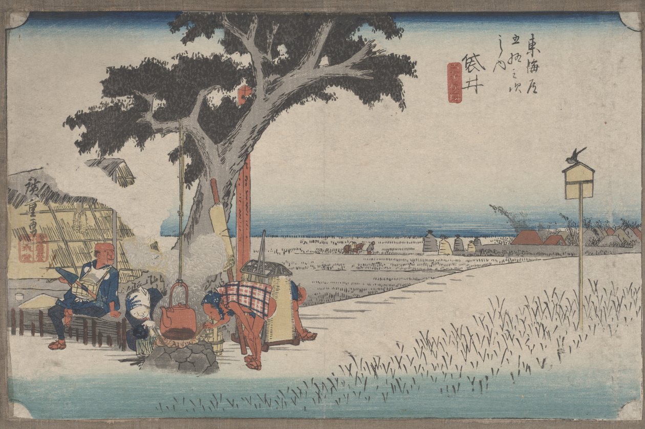 No. 28 &39;Tea-stall ao ar livre em Fukuroi&39; de 53 estações do Tokaido de Utagawa Hiroshige