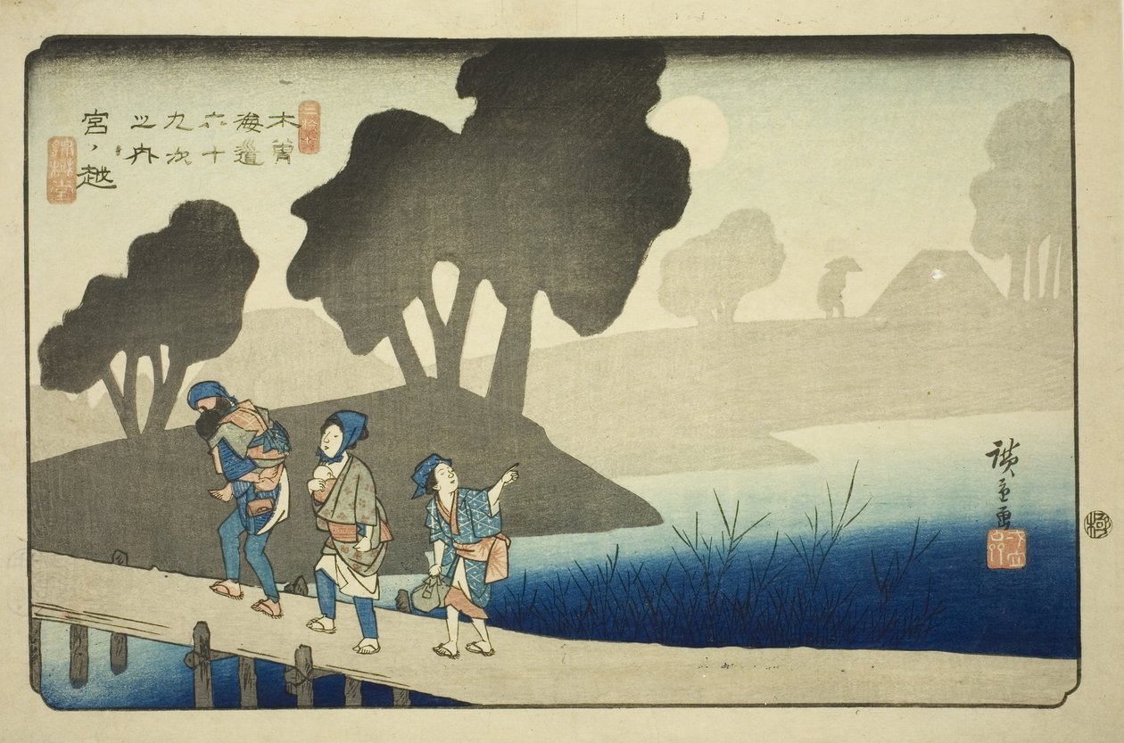 do. 37: Miyanokoshi, da série "Shixty-nines of the kisokaido" de Utagawa Hiroshige