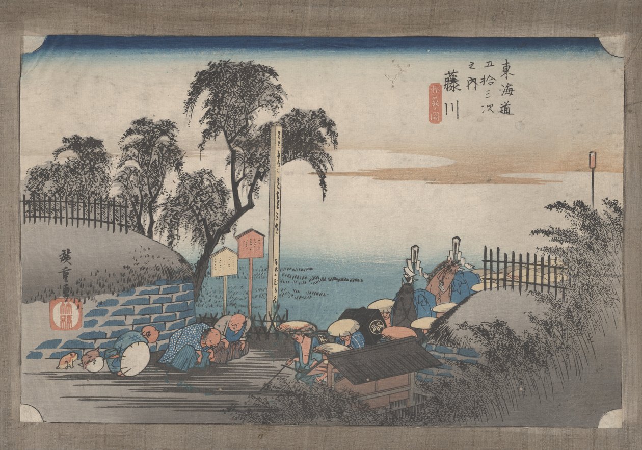 No. 38 &39;Fujikawa: Cena no Posto Periférico&39; De 53 Estações do Tokaido de Utagawa Hiroshige
