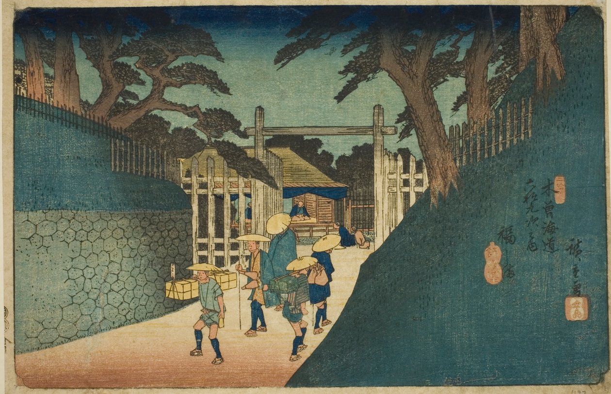 do. 38: Fukushima, da série "Shixty-nines of Tekisokaido" de Utagawa Hiroshige