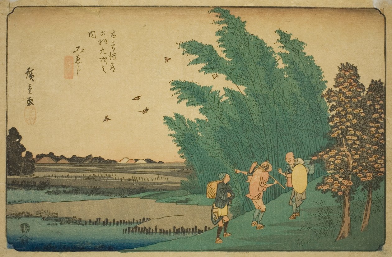 do. 56: Mieji, da série Te "Shi x t y ne s ta on s of te kisokaid" de Utagawa Hiroshige