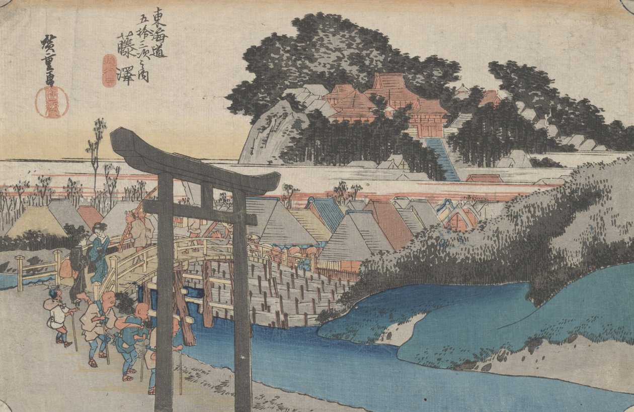 No. 7 &39;Fujisawa: Yugyoji&39; de 53 estações do Tokaido, c.1833 de Utagawa Hiroshige