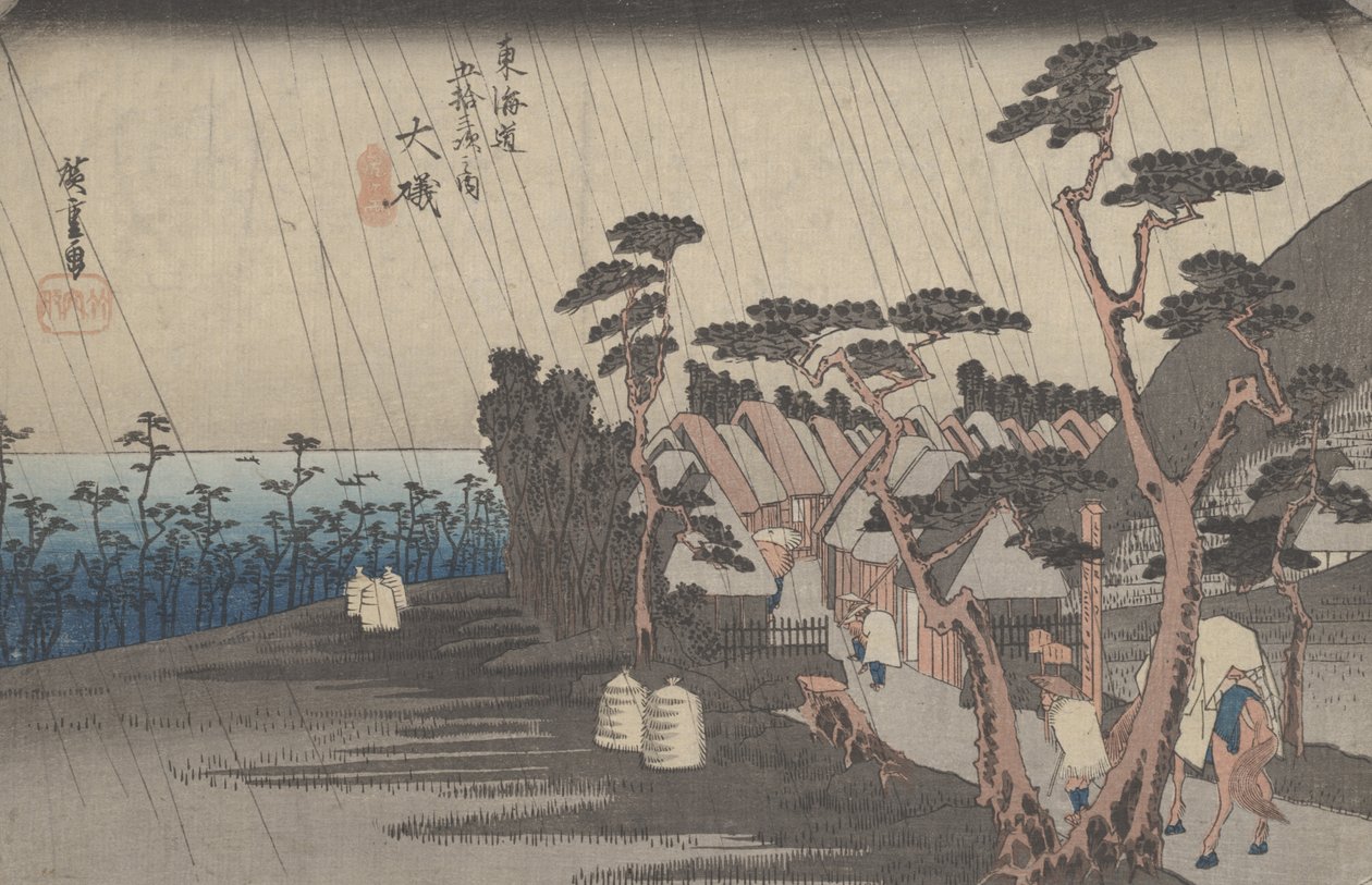 No. 9 &39;Oiso: Chuva de Tora&39; de 53 estações do Tokaido, c.1833 de Utagawa Hiroshige