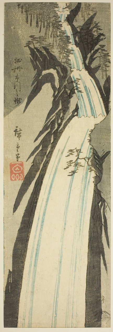 Cachoeira Nunobiki na província de Settsu (Sesshu Nunobiki no taki), de uma série sem título de vistas das províncias de Utagawa Hiroshige