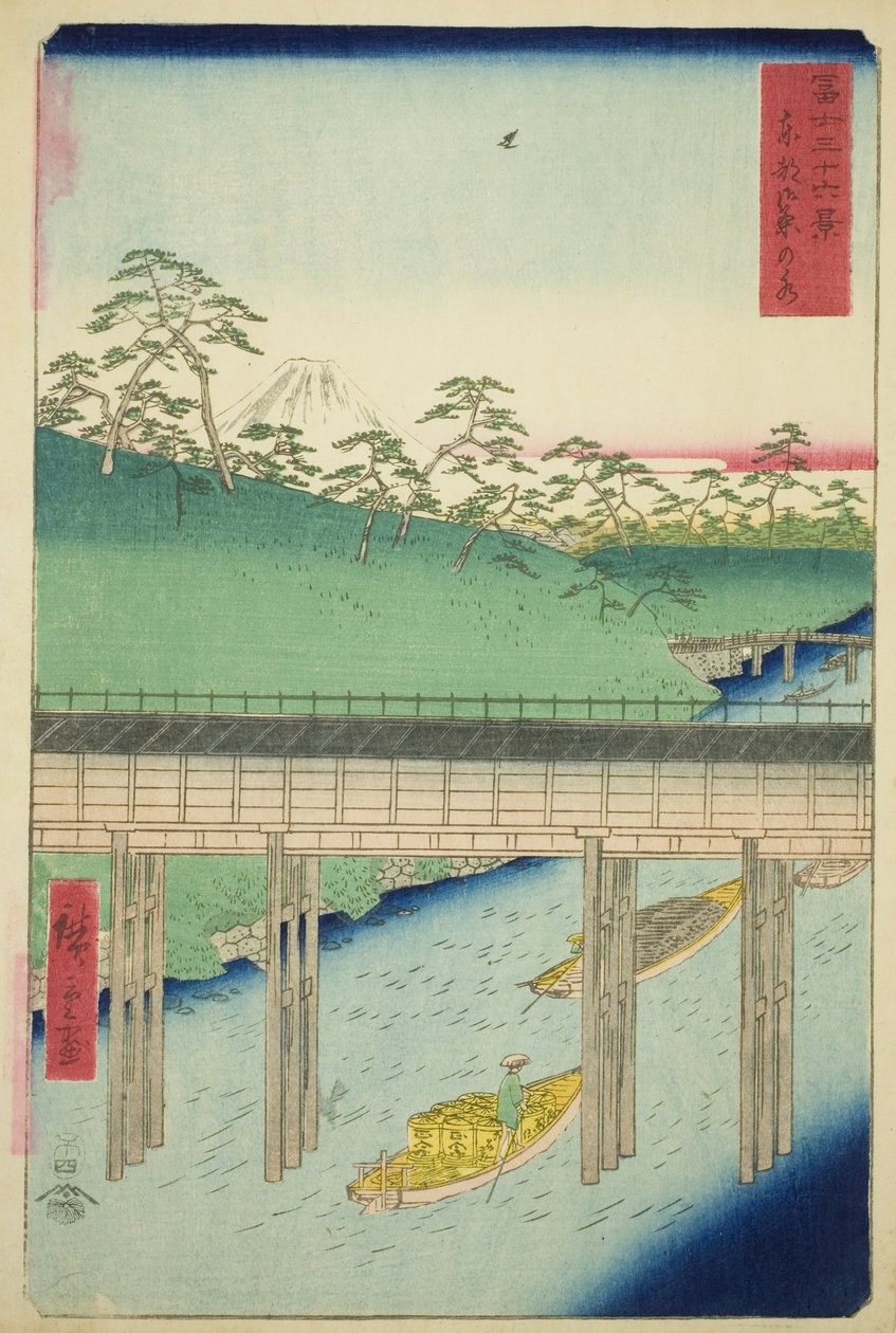 Ochanomizu na Capital Oriental (Toto Ochanomizu), da série "Trinta e seis vistas do Monte Fuji (Fuji sanjurokkei)" de Utagawa Hiroshige