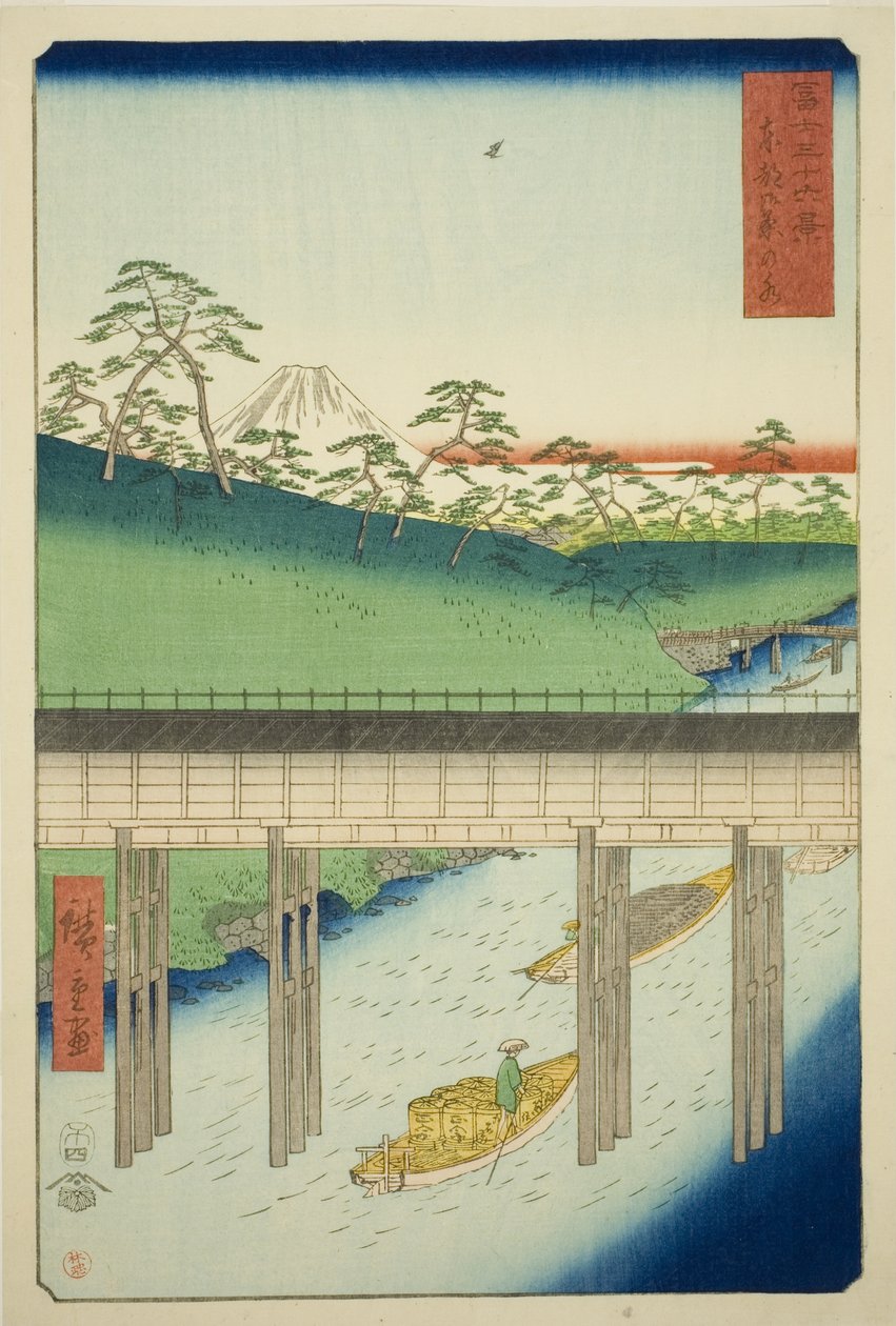 Ochanomizu na Capital Oriental (Toto Ochanomizu), da série "Trinta e seis vistas do Monte Fuji (Fuji sanjurokkei)" de Utagawa Hiroshige