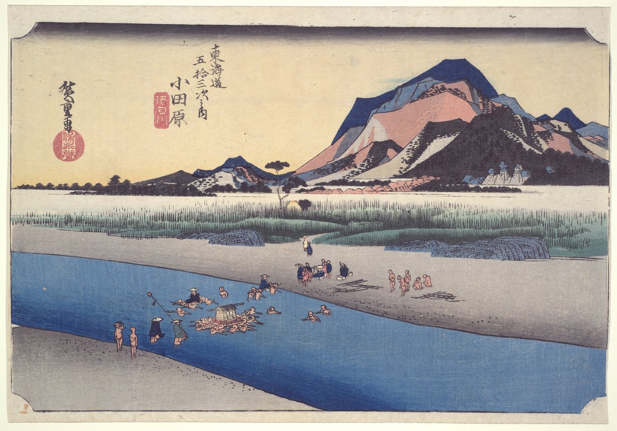 Odawara Ferry, da série Cinquenta e três estações do T?kaid? de Utagawa Hiroshige
