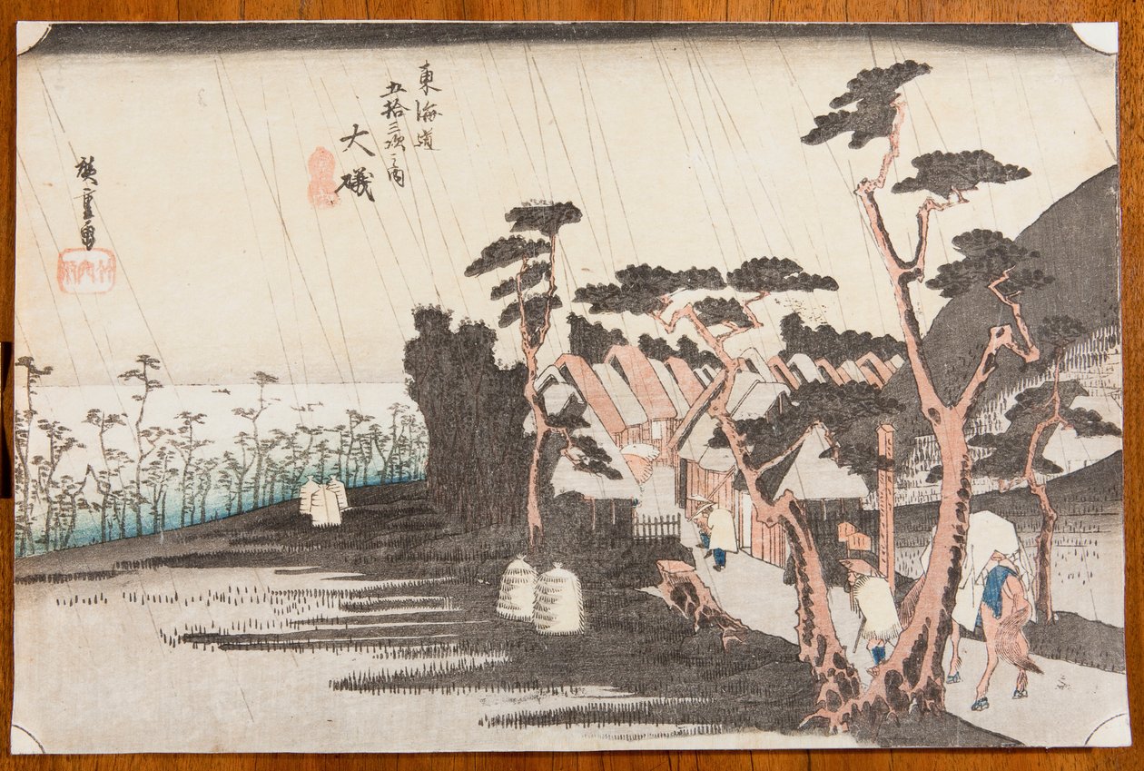 Oiso, gravura n.º 9 da série: Os cinquenta e três estágios da estrada Tōkaidō / Tōkaidō gojusan zugi no uchi de Utagawa Hiroshige
