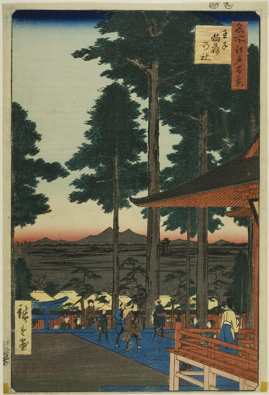 Santuário de Oji Inari (Oji Inari no yashiro), da série "Cem vistas famosas de Edo (Meisho Edo hyakkei)" de Utagawa Hiroshige