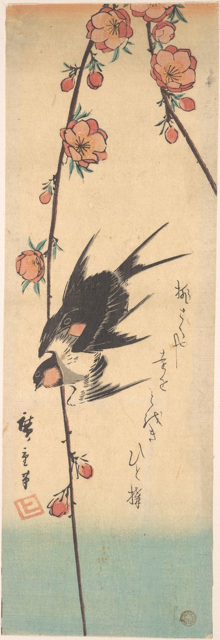 Birnenblüten und Schwalben de Utagawa Hiroshige