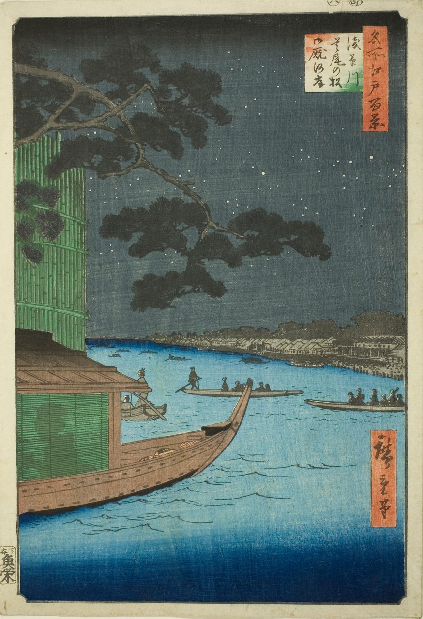 Pine f Sutto s Plan d Mtable, Asakusa River (Asakusa River Defensive Pine Horses and Starvation), 100 visualizações) de Utagawa Hiroshige