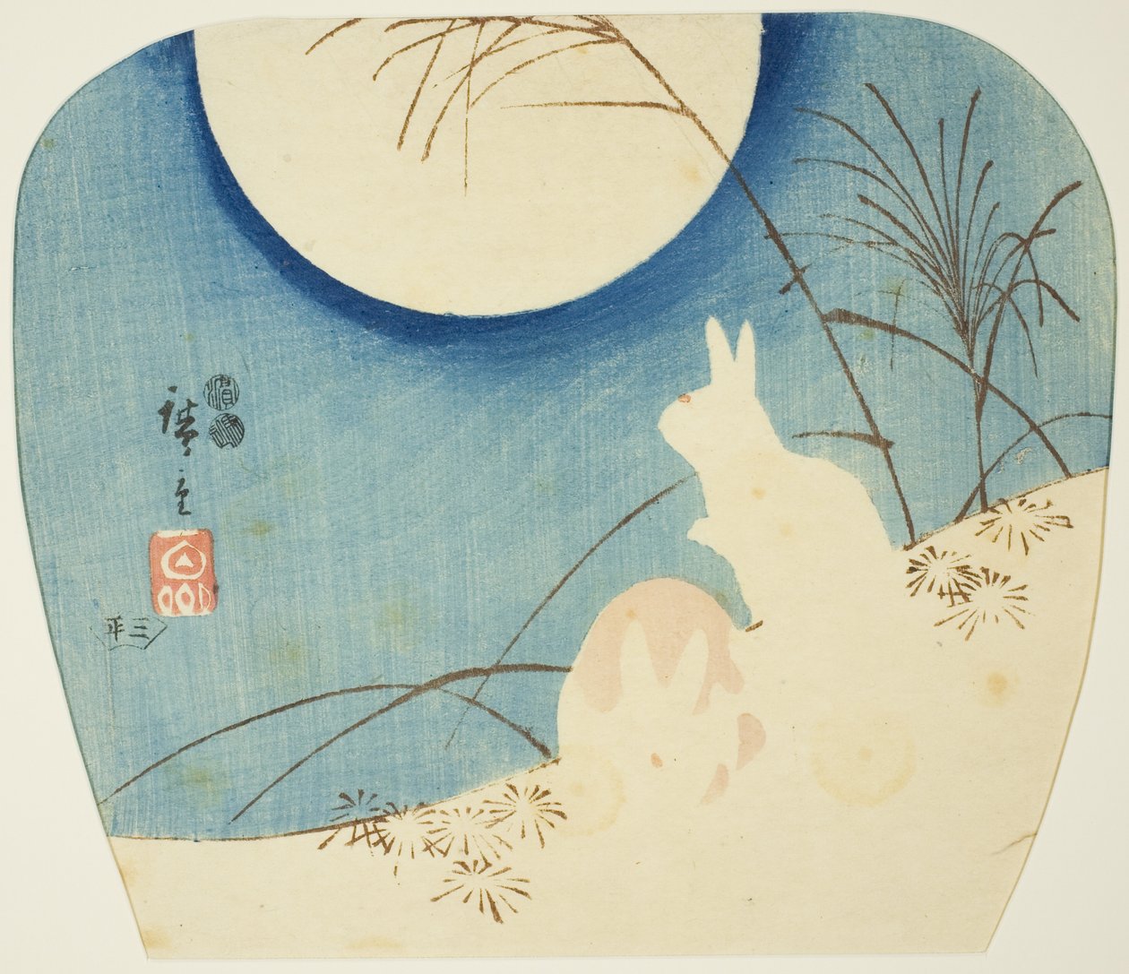 Coelhos ao luar de Utagawa Hiroshige
